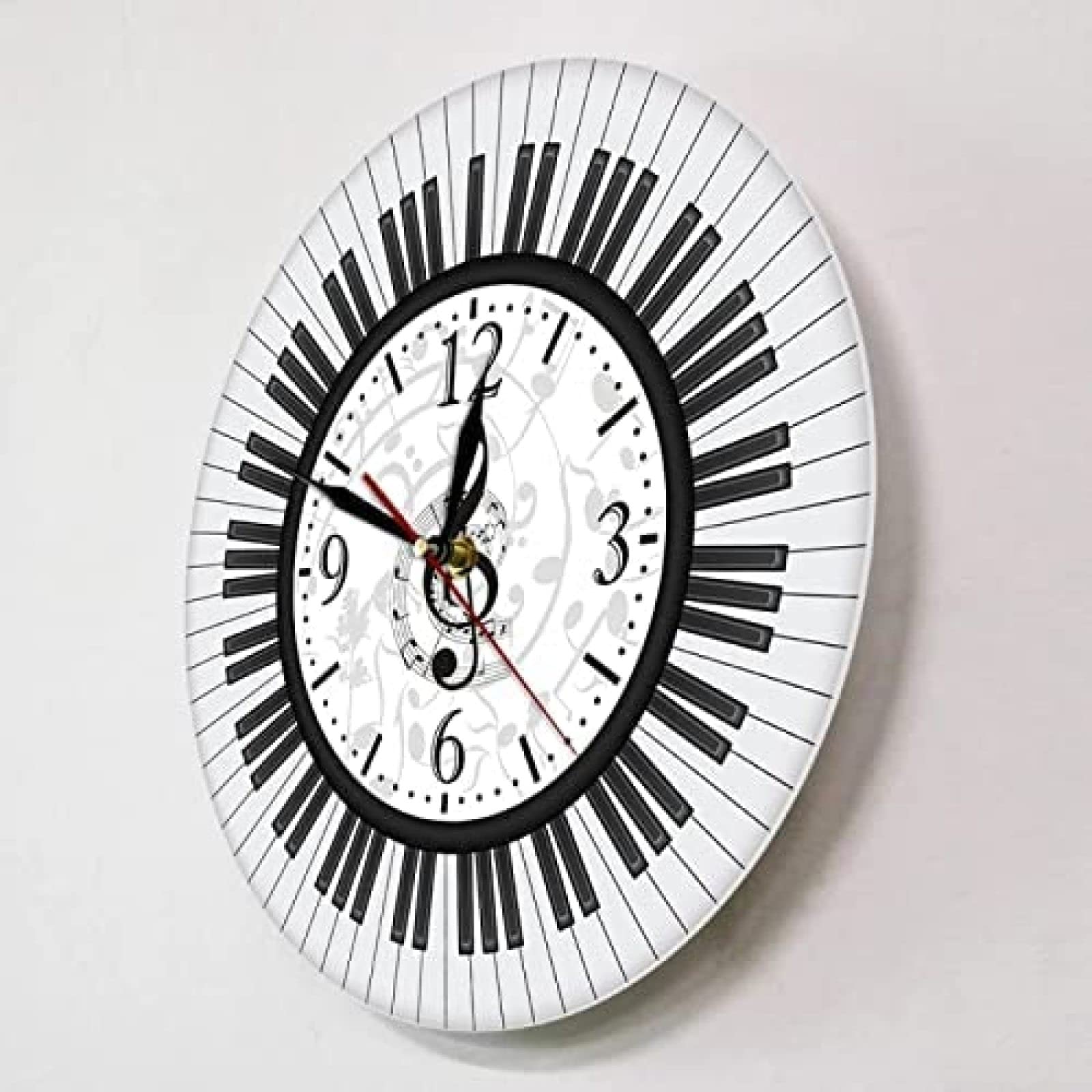 Piano Toetsenbord Solsleutel Wall Art Moderne Wandklok Muzieknoten Zwart-Wit Muur Horloge Muziek Studio Decor Pianist Gift 30cm Piano Toetsenbord Solsleutel Wall Art Moderne Wandklok Muzieknoten Zwart-Wit Muur Horloge Muziek Studio Decor Pianist Gift 30cm