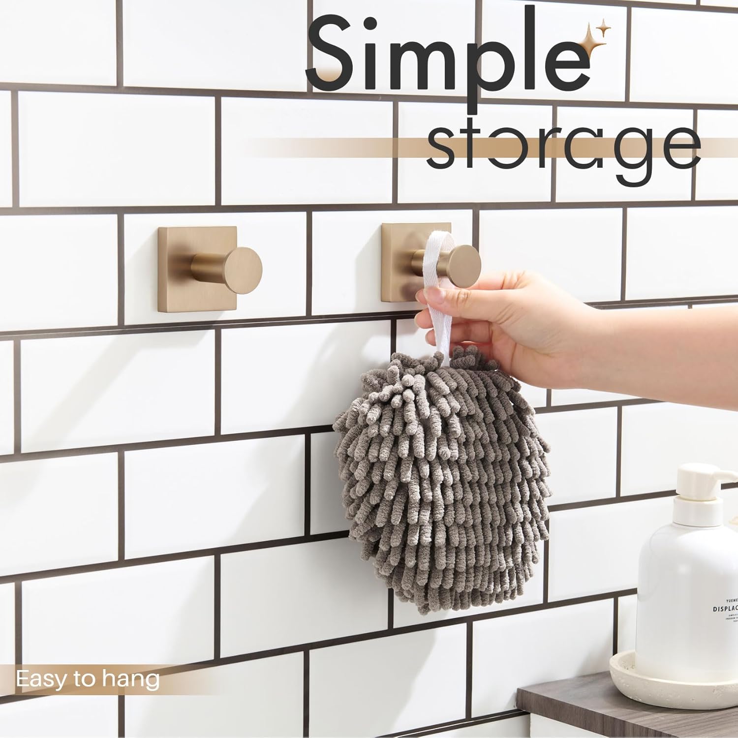 KOKOSIRI Robe Hooks Bath Towel Hooks for Wall Closet Kitchen Hanging Towels Bathroom Hardware Champagne Bronze Stainless Steel 2 Pack, B1016CPG-P2