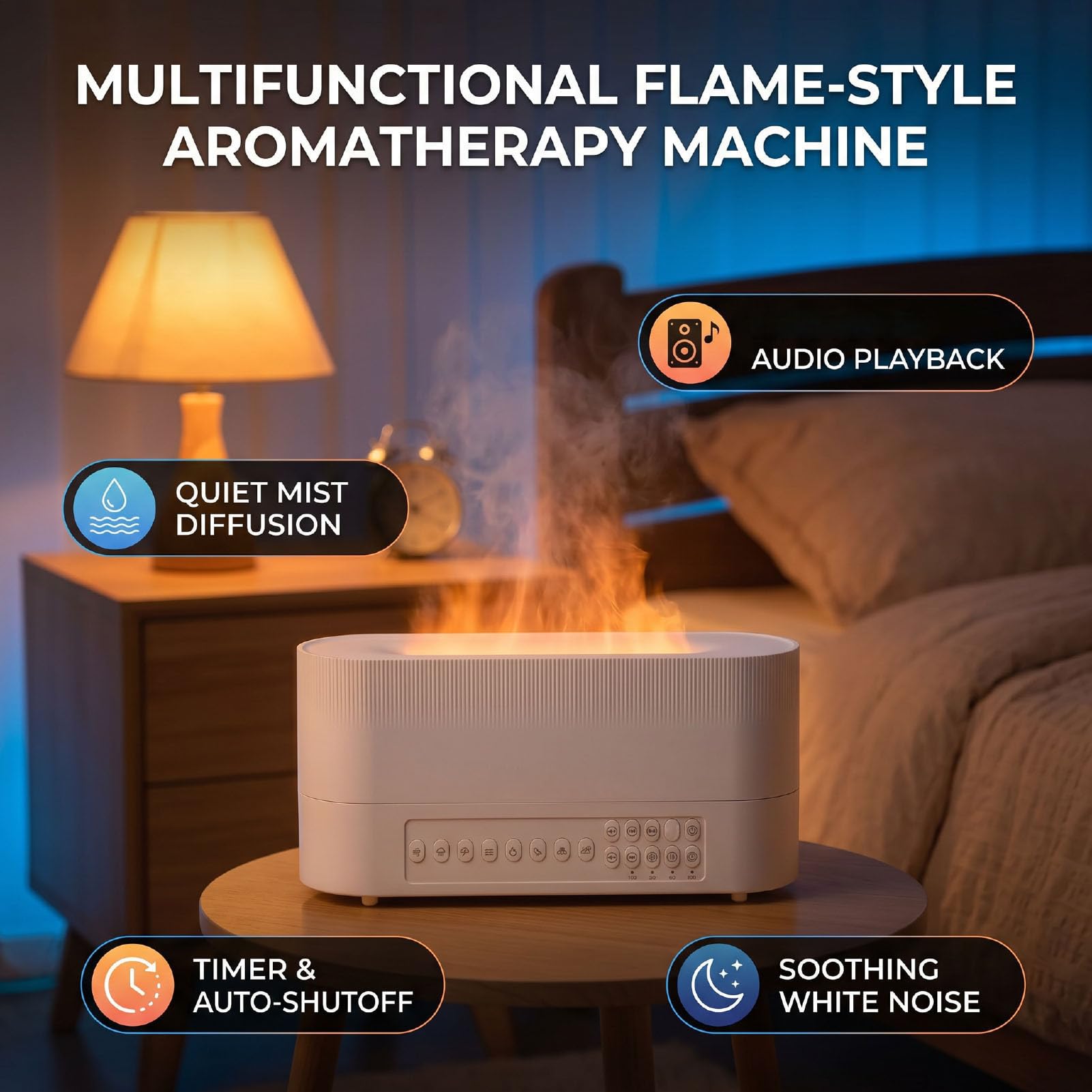 Luocute Macchina per Rumore Bianco da 260 Ml, Diffusore per Aromaterapia a | Umidificatore a nebbia fredda con altoparlante BT, timer di spegnimento automatico, per dormire in ufficio in camera da letto