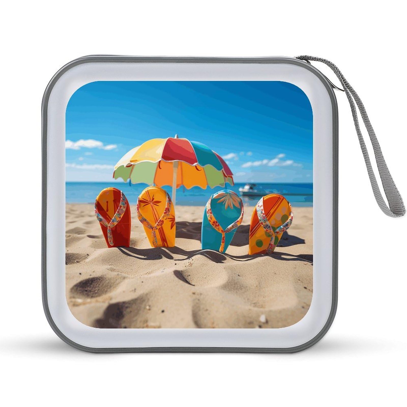 VstaDank - Beach Ball CD Case DVD Case Portable Storage for Carrying Folders Large Capacity Storage for Storage Discs