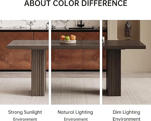 Miniatura 8 de Mesa de comedor rectangular de 66.93 pulgadas para 4-6, moderna mesa de cocina de granja con base de doble pedestal resistente para el hogar y la