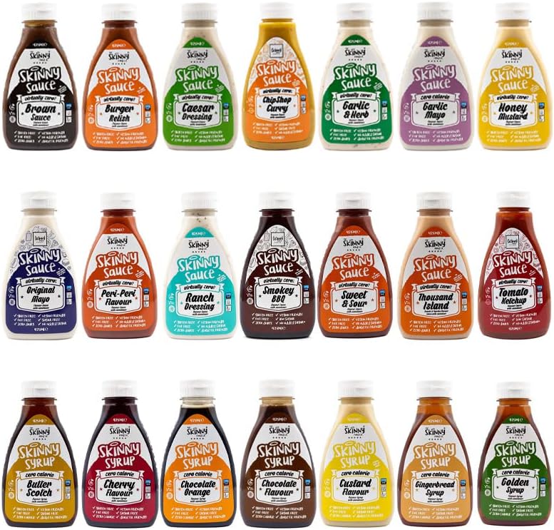The Skinny Food Co. Syrups & Sauces for Cooking, Food, Baking & Drinks . PICK ANY 3 Bottles from 20+ Flavours Inc. Ketchup, Salted Caramel, Butterscotch, Burger Relish & Much More, 425 ml (Pack of 3)