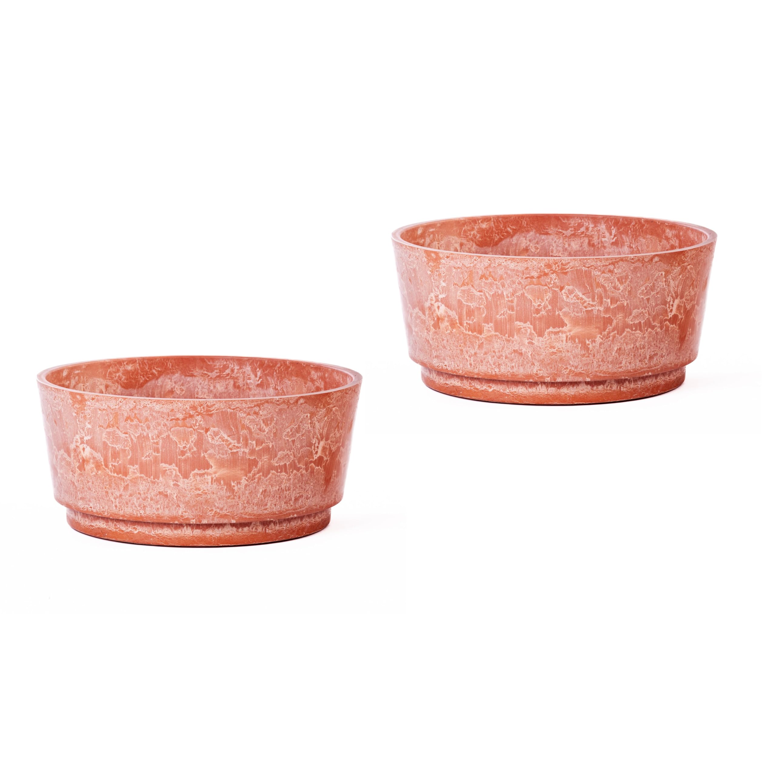 Garden Gear Caesar Terracotta Bowl Planter - Marble Effect, Frost & Weather Resistant, UV Resistant, Indoor & Outdoor Use, Lightweight, Available in Small & Large Sizes (46cm Planter x2)