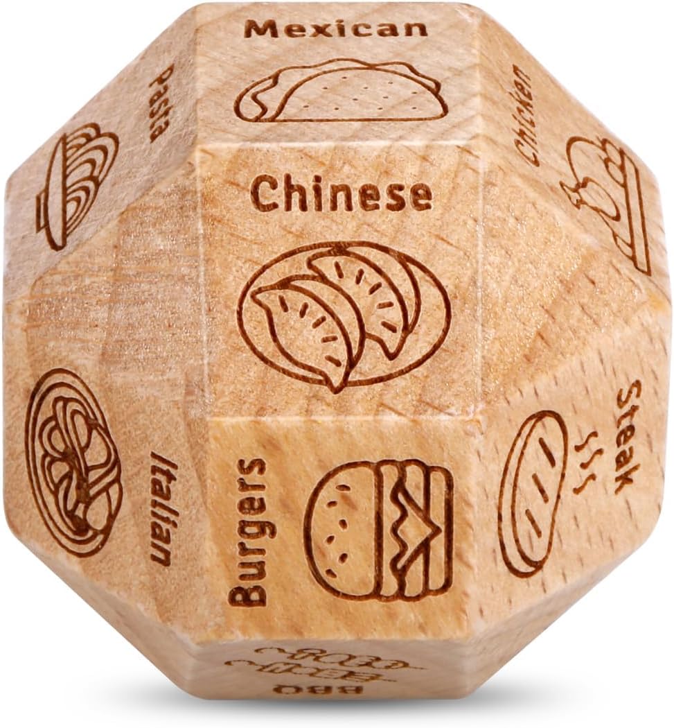 5 Year Anniversary Wood Gift for Him Her Couples Food Dice 5th Anniversary Wedding Gifts for Husband Wife Date Night Dices Wood 5th Anniversarys Food Decision Dice for Birthday Christmas Valentines
