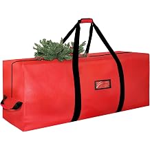 Christmas Tree Storage Bag, 9FT Large Christmas Tree Bag 600D with Reinforced Handles, Heavy Duty 9 Foot Tree Bags for Storage Waterproof Xmas Tree Box, Dual Zippers, Wide Opening, Red