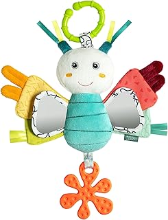 Fehn Activity Butterfly - Motor Skills Toy for Prams, Cot & Baby Seat - for Biting, Gripping, Making Sounds - for Babies & Children from 3+ Months