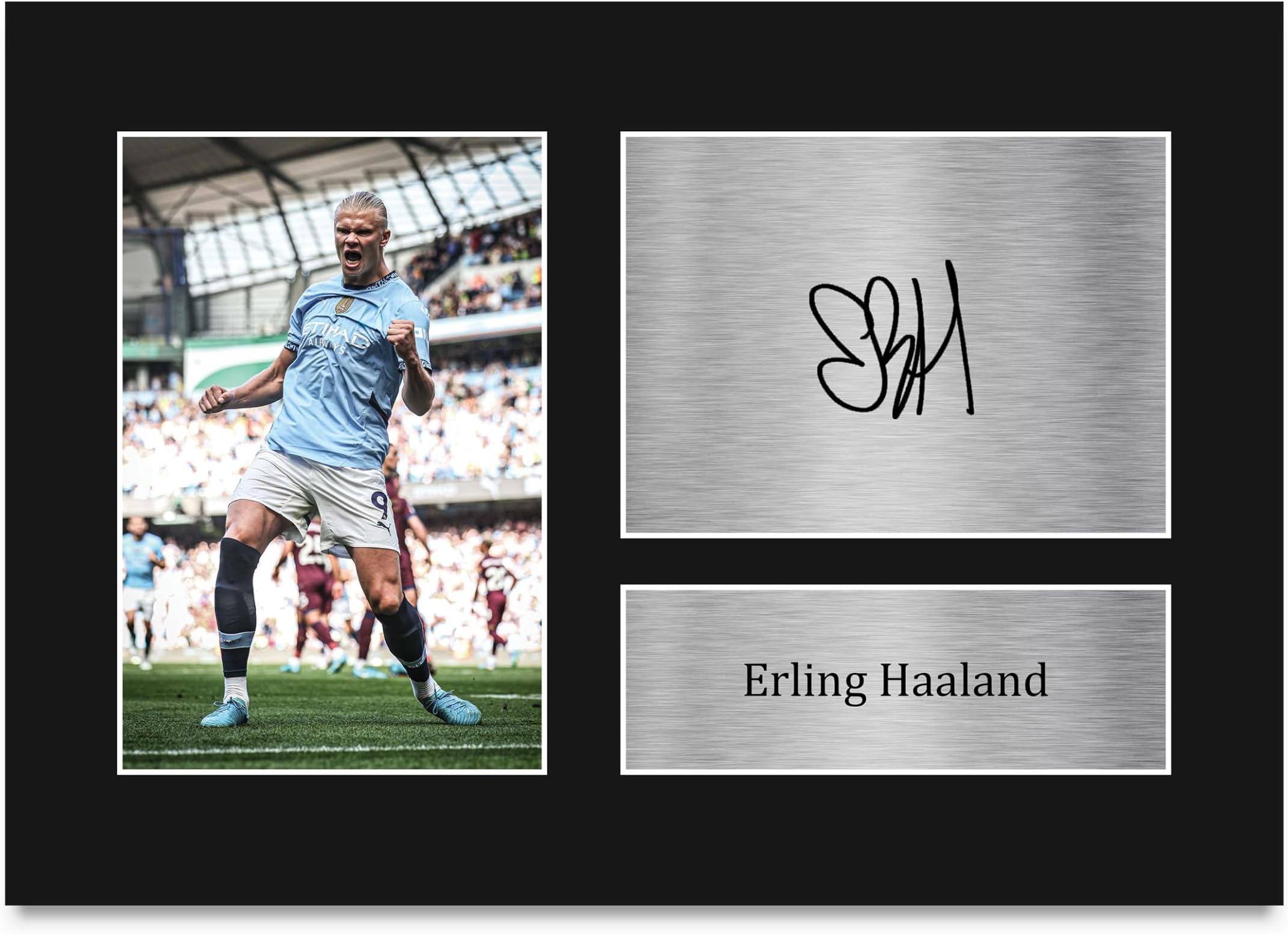 HWC Trading A4 Erling Haaland Manchester City Gifts Printed Signed Autograph Picture for Football Fans and Supporters