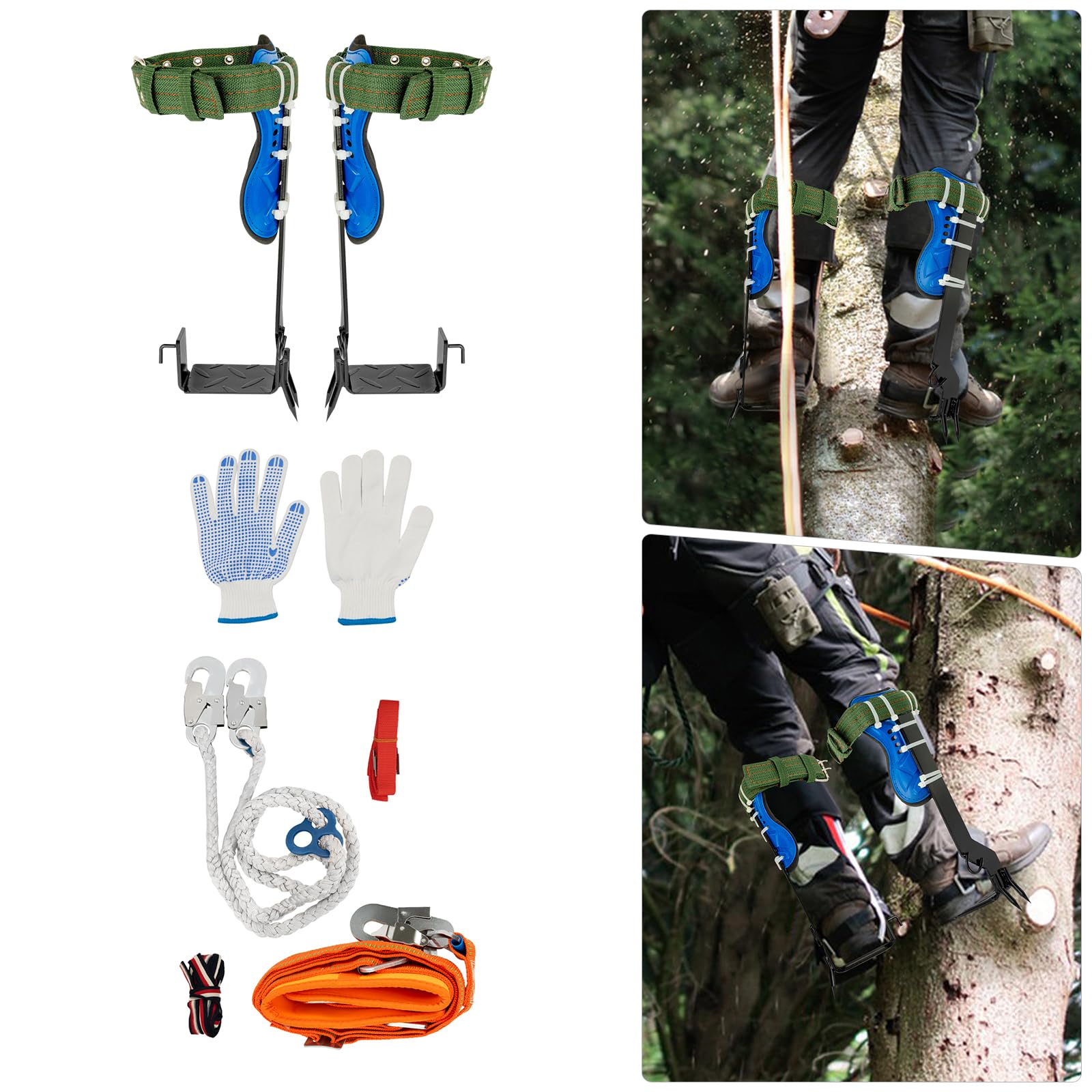 KigerNee Kit d'escalade crampons à 2 dents 100 kg sangle à 5 points réglable en hauteur