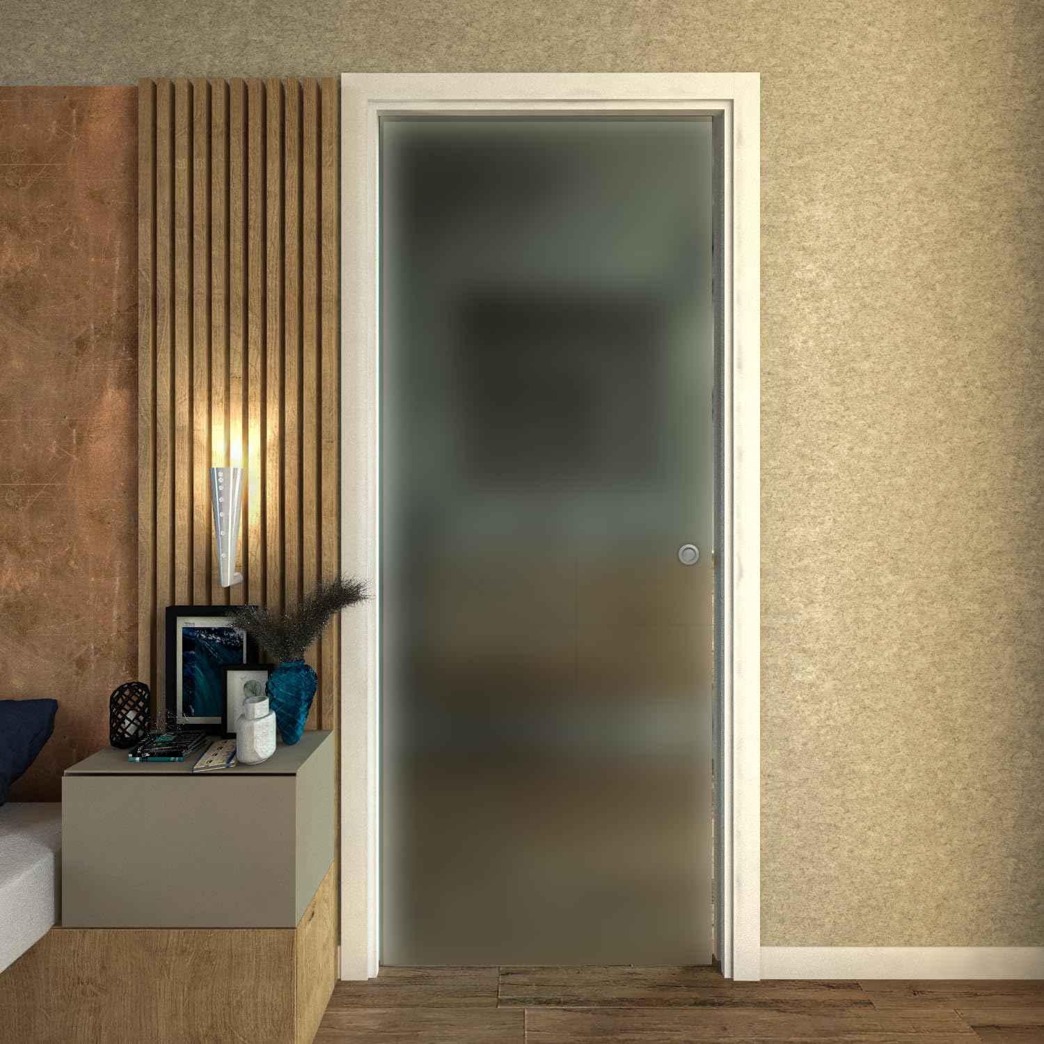PORTA SCORREVOLE SCOMPARSA IN VETRO SATINATO 80X210 (DESTRA)