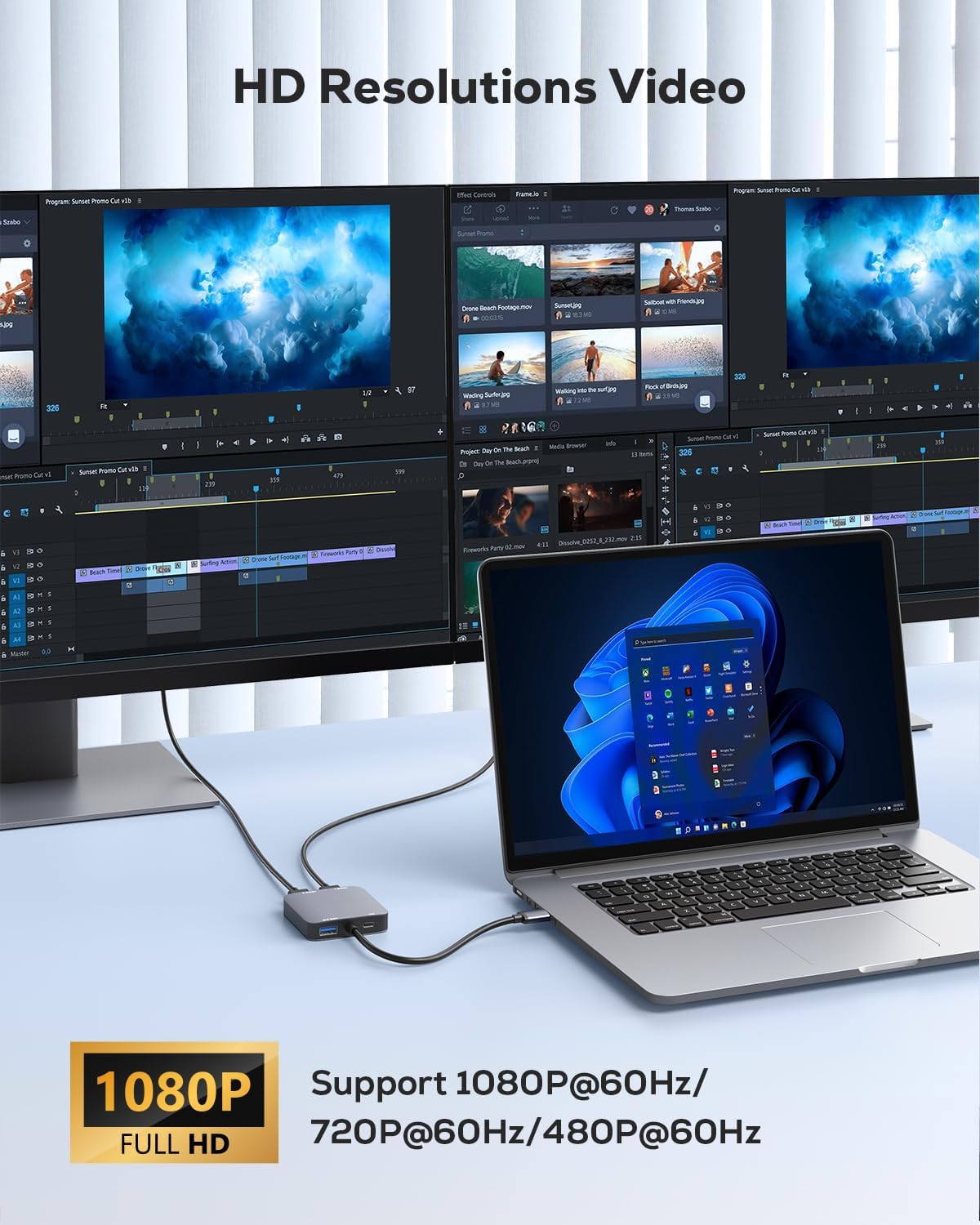 ABLEWE Adaptador USB 3.0 a Dual HDMI con Puerto USB 3.0, HDMI a USB, Audio y vídeo, Cable convertidor de gráficos para Ordenador portátil, Monitor de Escritorio, TV, Compatible con Mac OS, Windows