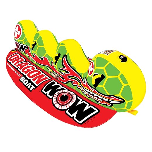 WOW Sports - Dragon Inflatable Cockpit Tube - Towable Boating Accessory for Kids & Adults - Holds up to 3 Riders