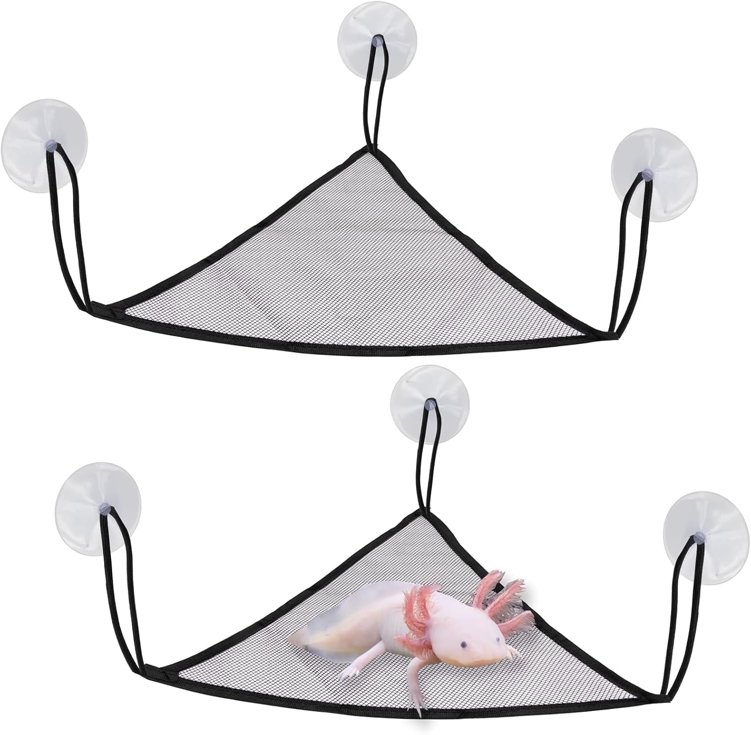 Axolotl Hammock for Aquarium Lizard Aquarium Hammock Bearded Dragon Axolotl Accessories with Large Suction Cup and Strap Suitable for Geckos, Bearded Dragons and Chameleons Pack of 2