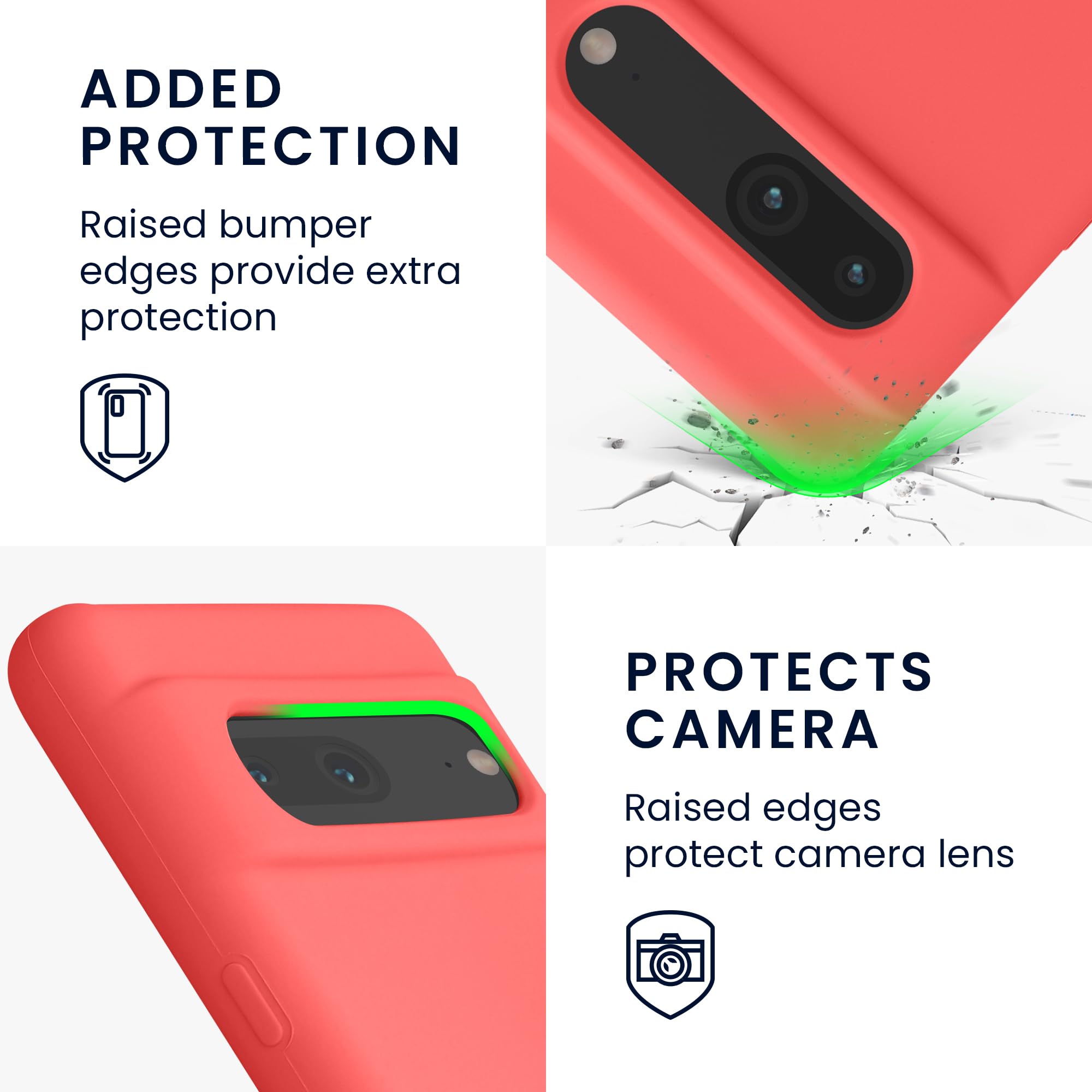 kwmobile Case Compatible with Google Pixel 7 Case - TPU Silicone Phone Cover with Soft Finish - Neon Coral - Image 3