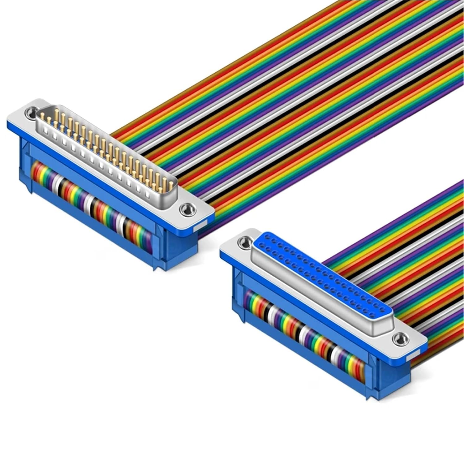 DIDC DB37 Pin Ribbon Cable DIDC-37P Male Female Flat DR37P Connector Line(0.5m,Male to Female)
