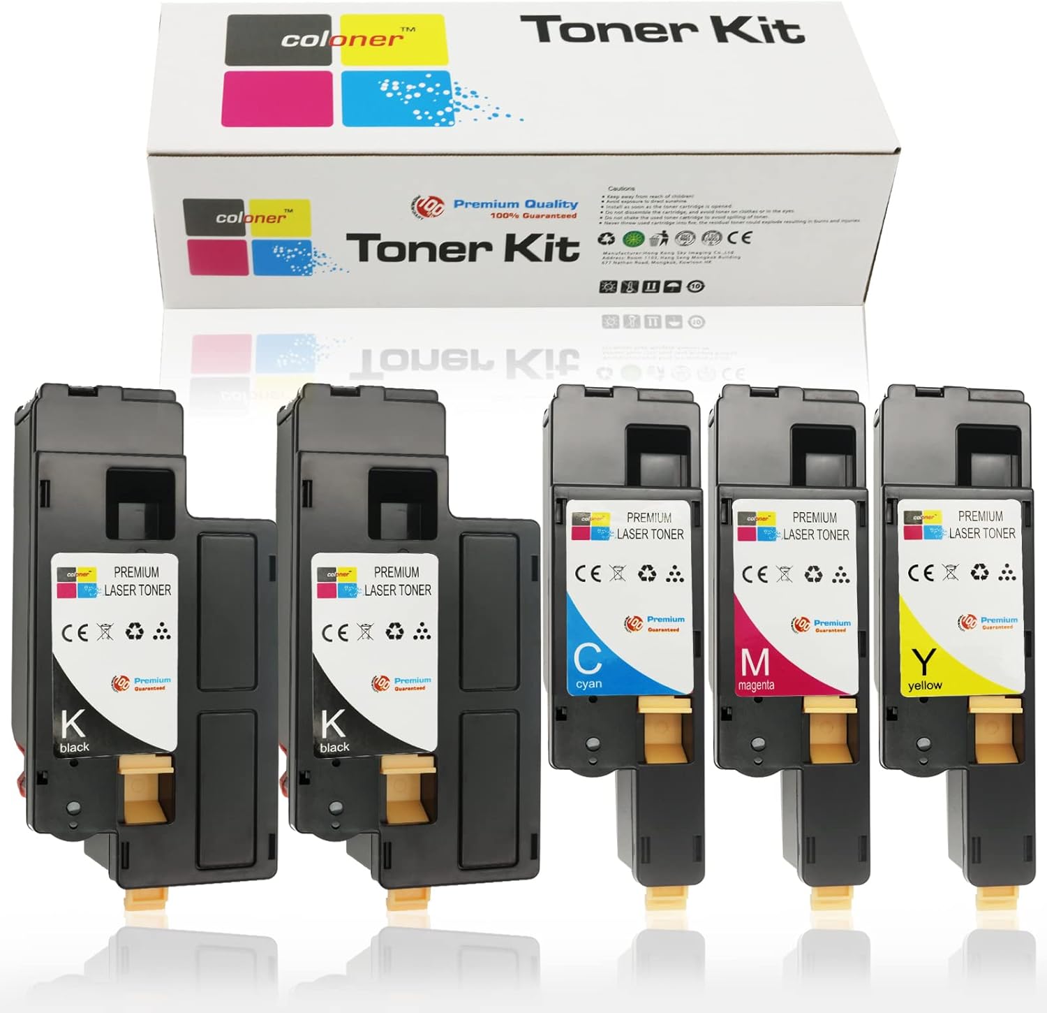         E525w Toner Cartridges Compatible Replacement for Dell E525W Toner Cartridges Dell E525W 525W E525 Printer Toner for 593-BBJX,593-BBJU,593-BBJV,593-BBJW-5 Pack:2X Black,1x Cyan,1 xMagenta,1xYe