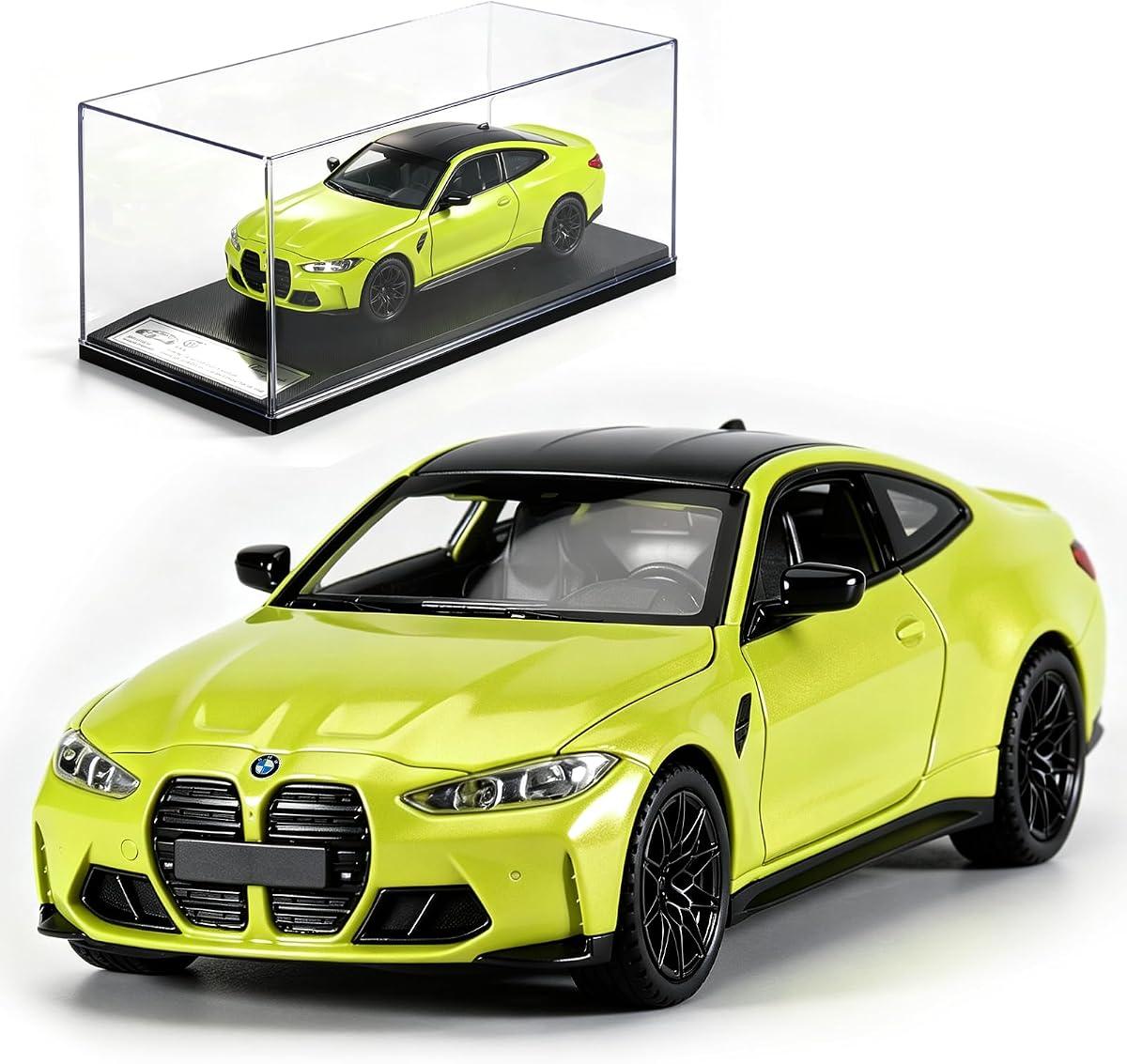 1 32 Diecast Cars Compatible with BMW M4 Model Car Kits for Adults and Boys | Collect Toy Car Model Die Cast Metal Toy Cars for Kids Age 3-12 Pull Back Toy Cars with Lights and Sounds(Yellow)
