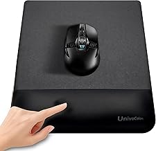 UnivoColors Mouse Pad, Integrated Wrist Rest, Premium PU Material, Ergonomic Design, Long Operation Support, Reduce Fatigue, Memory Foam Cushion, Relieve Wrist Pain, Anti-Slip Bottom (Black, MP)