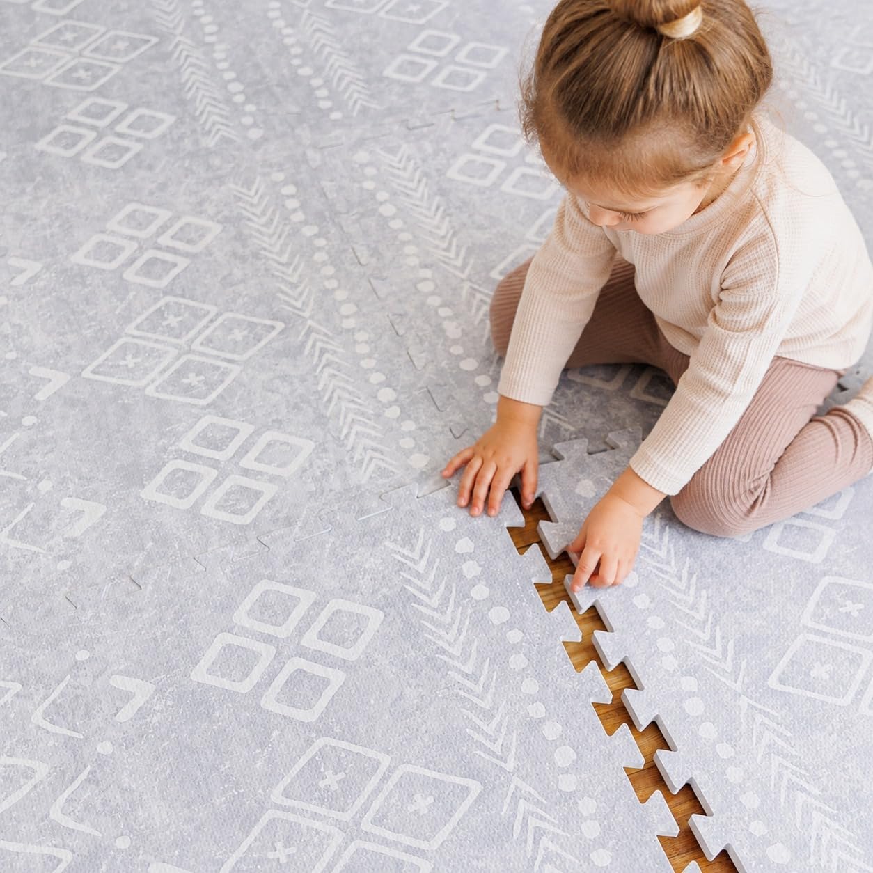 Lillefolk Baby Play Mat for Floor – 6x6ft Gray | PFAS Free - Non Toxic Premium EVA Foam Tiles for Tummy Time, Crawling & Playpen – No Loose Edges Interlocking Mat for Babies & Toddlers (9 Tiles)