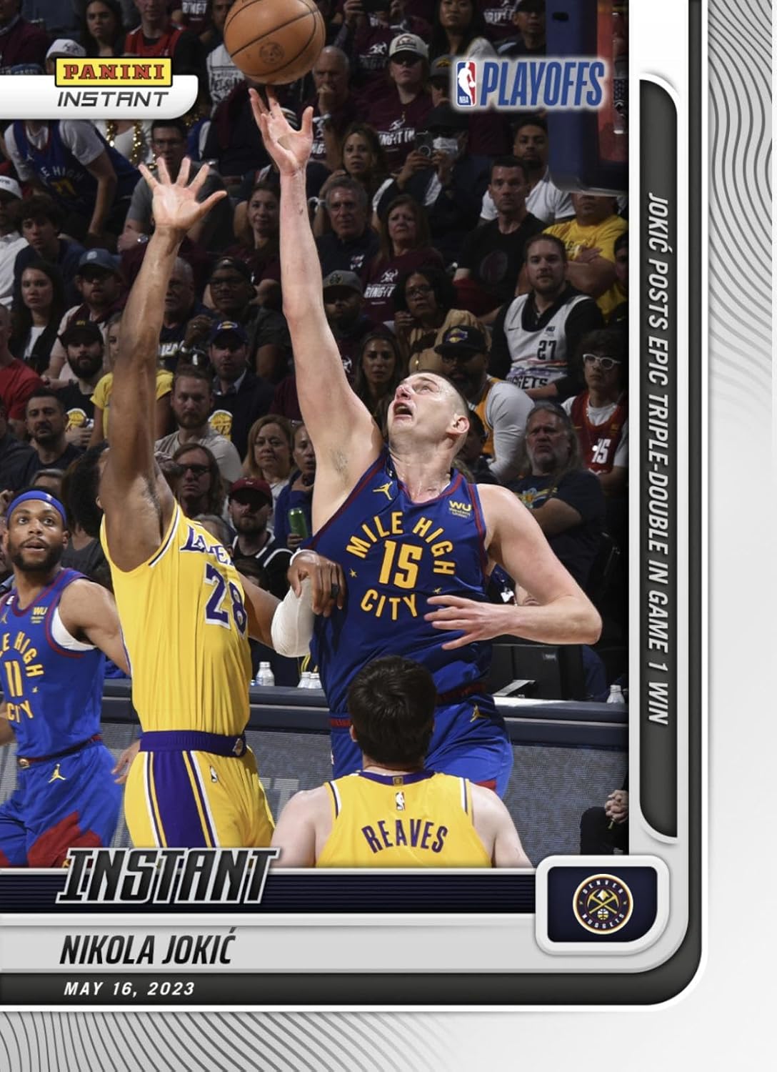 Nikola Jokic Posts Epic Triple Double Playoff Game 1 Win Panini Instant Card 279 - Basketball Cards