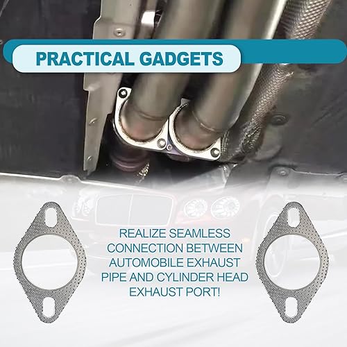 Miniatura 6 de 2 juntas de escape de automóvil, junta de colector de escape estándar, ultra sello de 2 pernos de 2.5 pulgadas, junta de brida de escape de 2.5