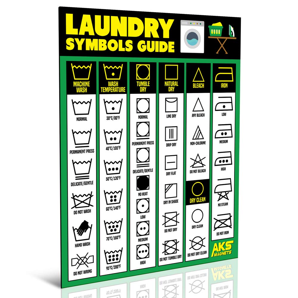 Buy Laundry Symbols Guide Extra Large Easy to Read 8.5” x 11