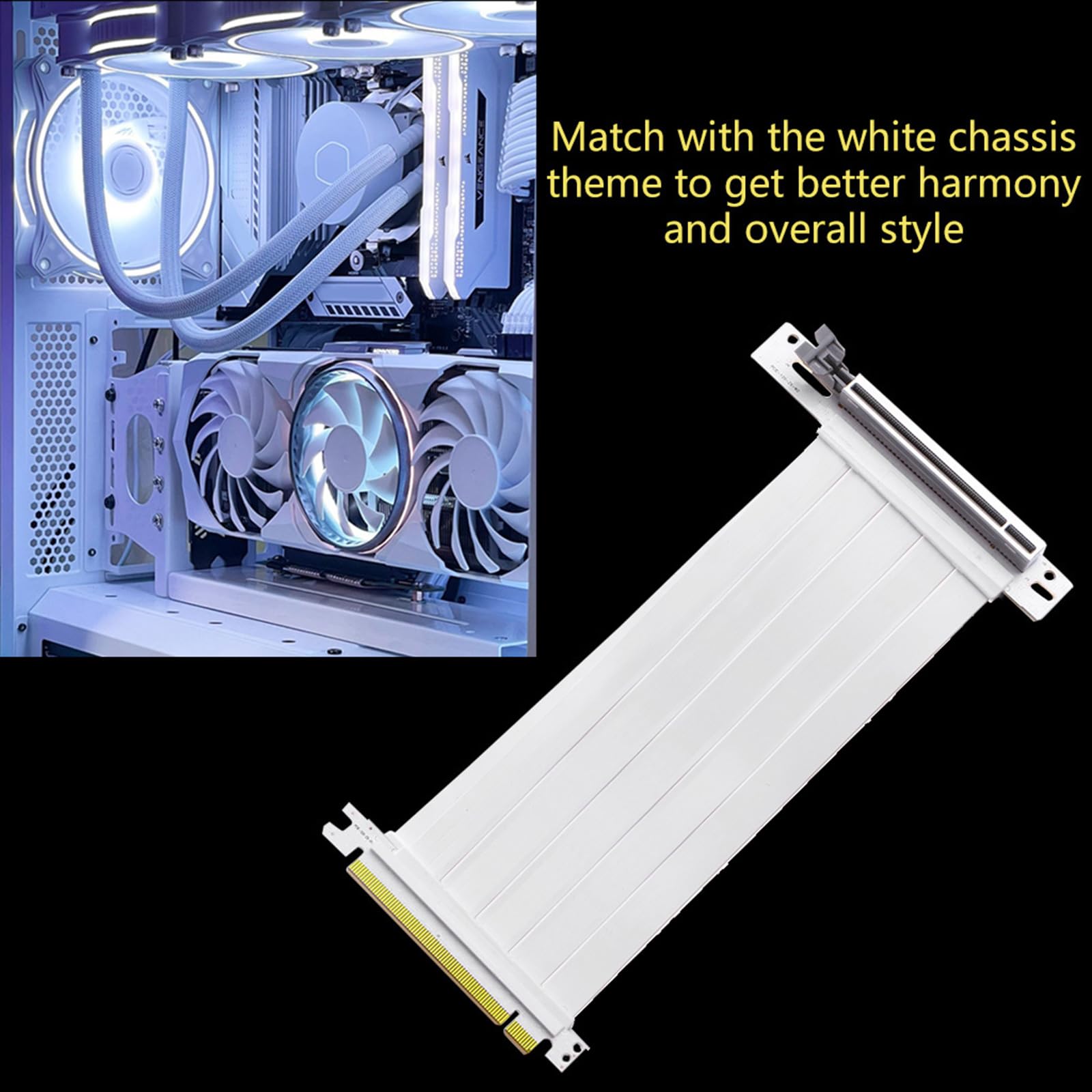 Soporte de ranura PCIE4.0 Soporte vertical para GPU para tarjeta gráfica, soporte de montaje de dirección con juego de cables PCIE4.0 X16