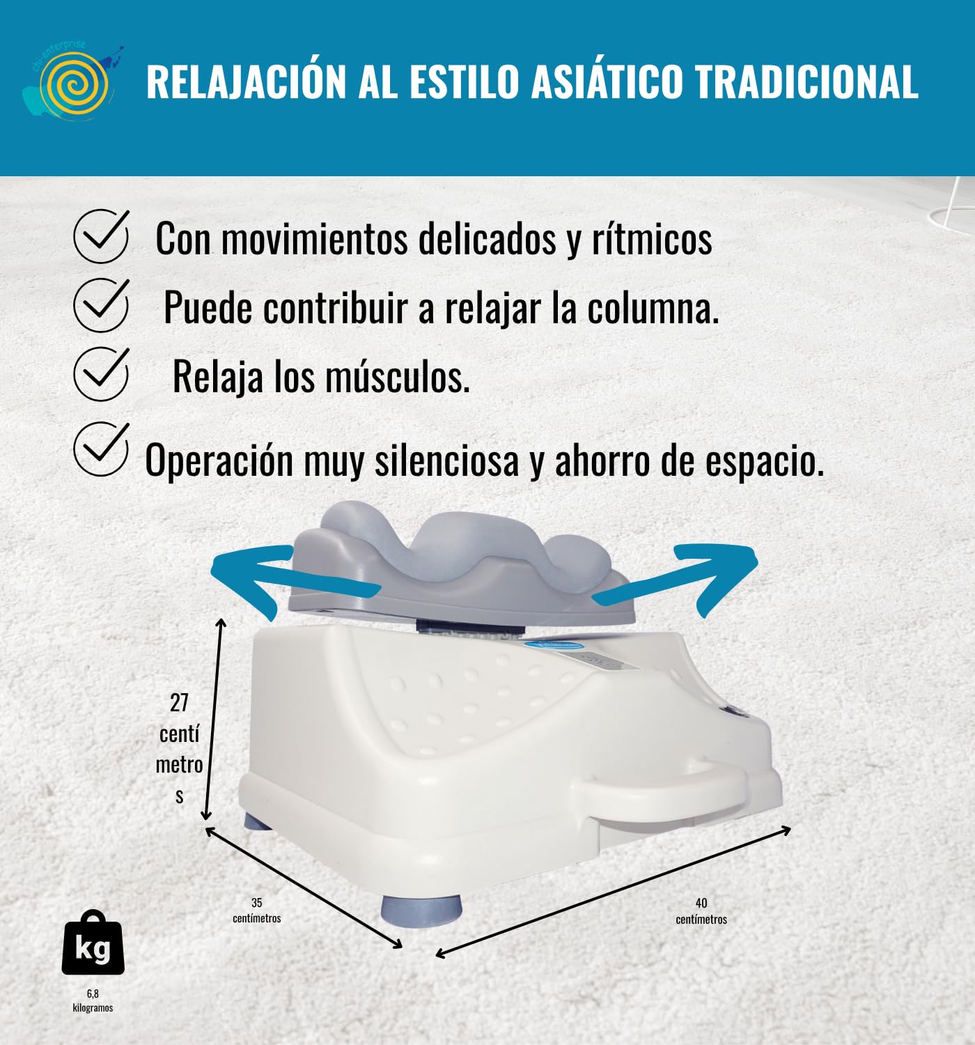 Máquina Masajeadora de Ondas Suaves Chi Vitalizer, Control Velocidad, Reposapiés Acolchado, Masaje Relajante Circulación Mejorada, Silenciosa, Fácil Uso en Casa, Chi-Enterprise