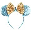 FACHPINT Mouse Ears for Women Sparkly Mouse Ears for Girls Party, Princess Mouse Ears Holiday Theme Park Cosplay Role Play FireworksCastle