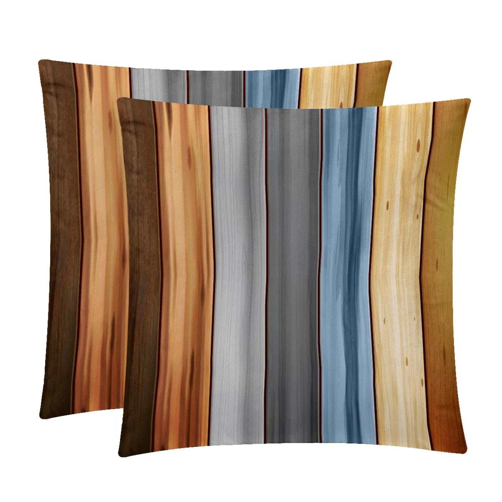 TDGKPZ Wood Throw Pillow Covers 2 Pack Cushion Cases Decorative Pillow Cases Home Decor 45x45cm