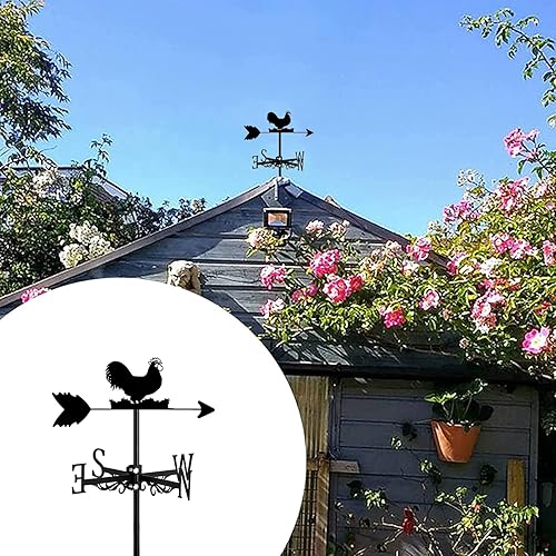 Miniatura 9 de Veleta de metal para perros y pollo, diseño de flechas negras con techo de montaje para exteriores, granja, patio, jardín, kiosco, basset hound