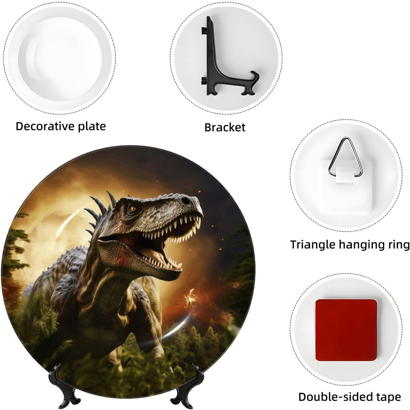 Decorative Plate Art Crafts Bone China Decorative Plate with Display Rack Souvenir Wall Decor Ceramic Ornaments Dinner Plates Ceramic Decoratives Plates for Home Office 10in