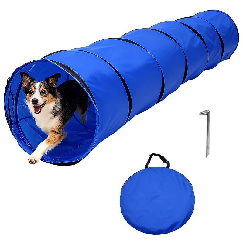 Túnel de Agility para Cães Dobrável em Tecido Oxford KINETOVOLTA Azul, 3,05 m