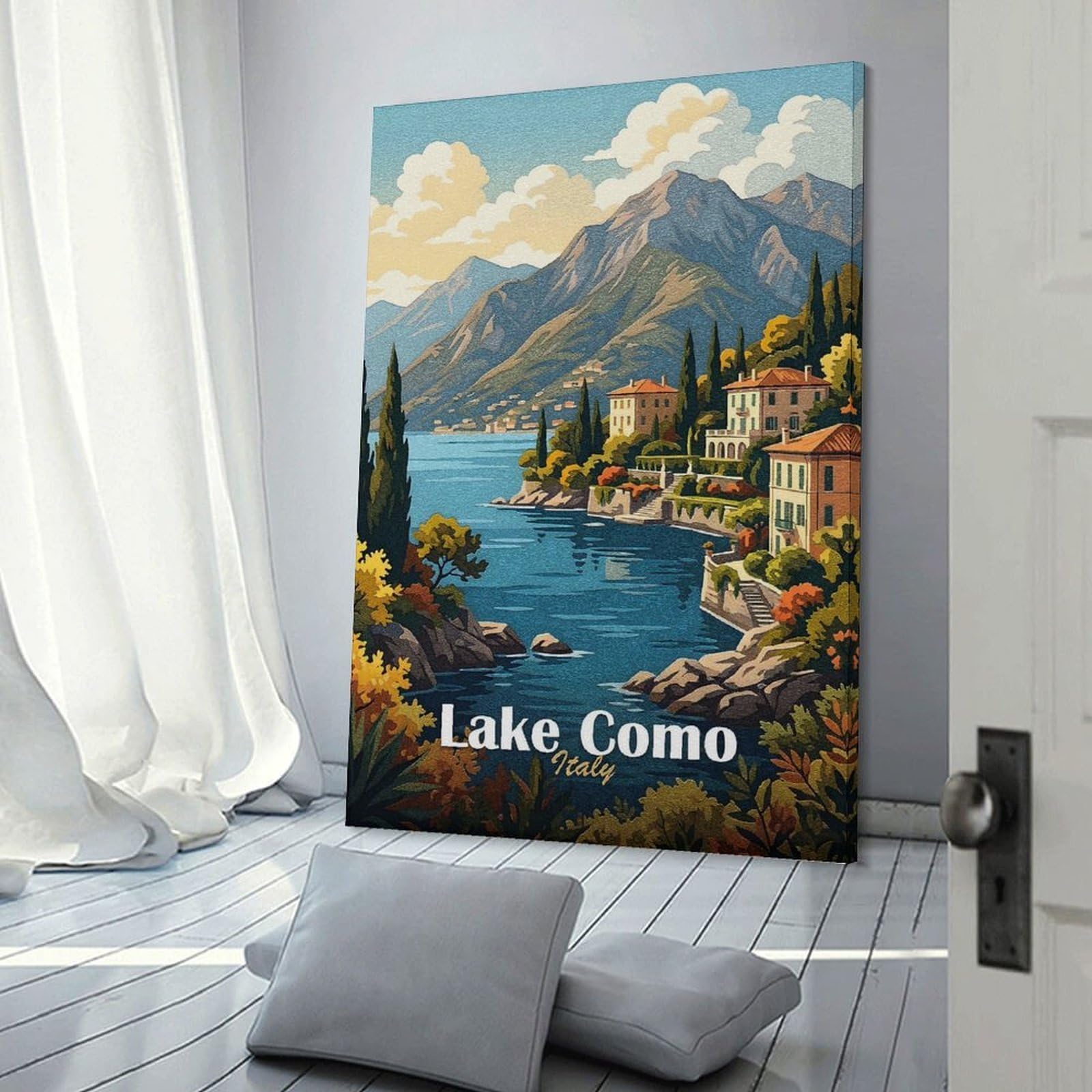 Junmoney Lake Como Italy Travel Decorative Wall Artwork, 08x12inch(20x30cm), for Work Areas, Reading Rooms Or Studios, Wall Art That Adds Style to Work Areas