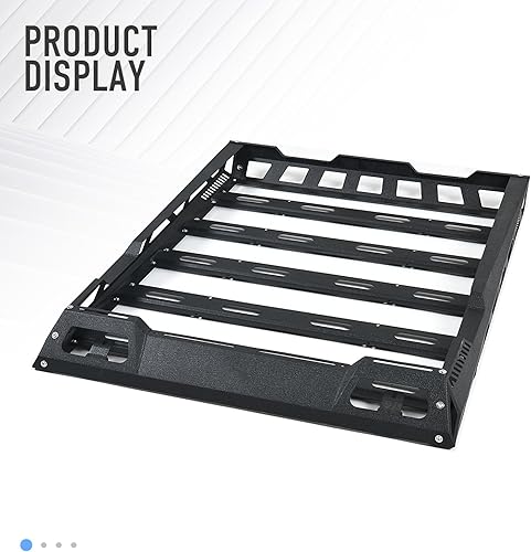 Miniatura 8 de SUORTO - Cesta de carga para techo de 55 x 41 pulgadas con red de carga y 2 barras de luz LED, portaequipajes para la parte superior del automóvil,