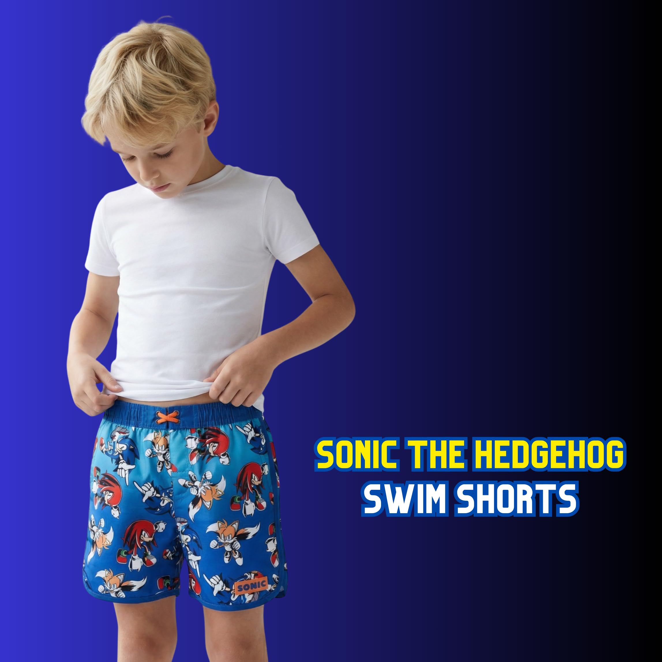 Sonic The Hedgehog Costume da bagno per bambini, pantaloncini da bagno Bermuda, costume da bagno per bambini, taglie 4-12 anni