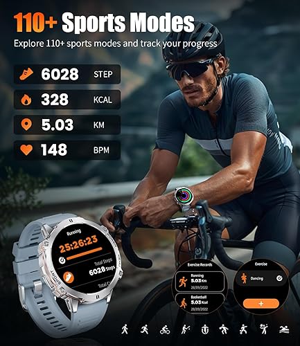 Miniatura 5 de LIGE Relojes inteligentes para hombre, contestarhacer llamadas, pantalla de 1.75 pulgadas con altitud de brújula y presión barométrica 900 mAh,