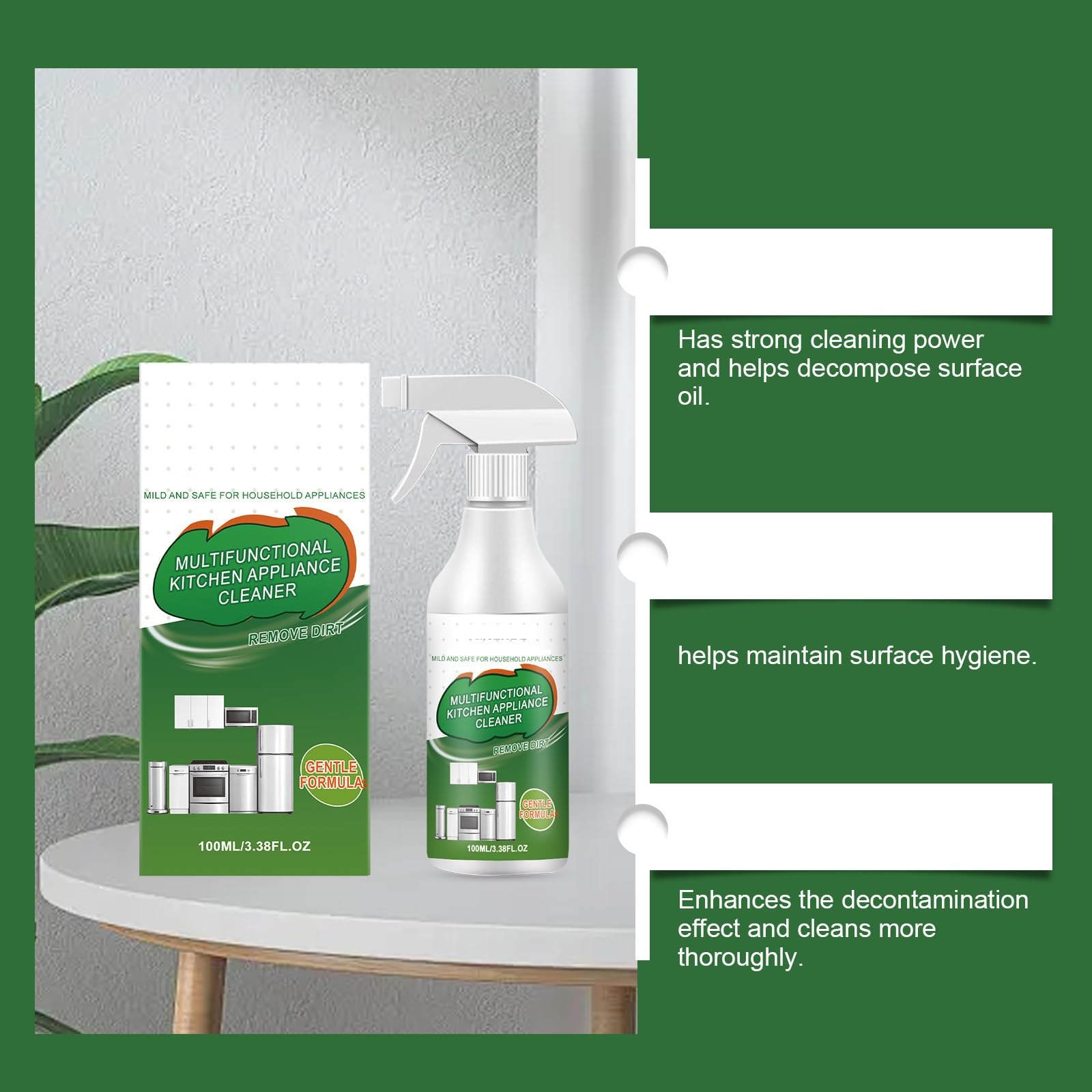 Limpiador de cocina multifuncional, limpiador de espuma de acción rápida para eliminar la grasa para utensilios de cocina, limpiador para residuos de alimentos quemados, suciedad aceitosa y varias