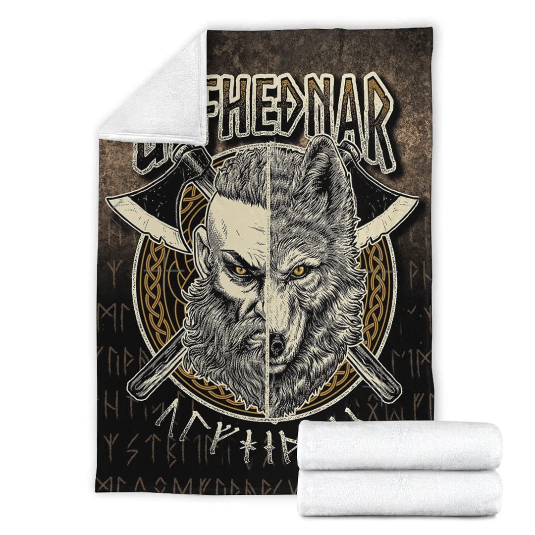 Couverture Fenrir mythologie nordique décor viking plaid rune Odin cadeau nordique pour homme