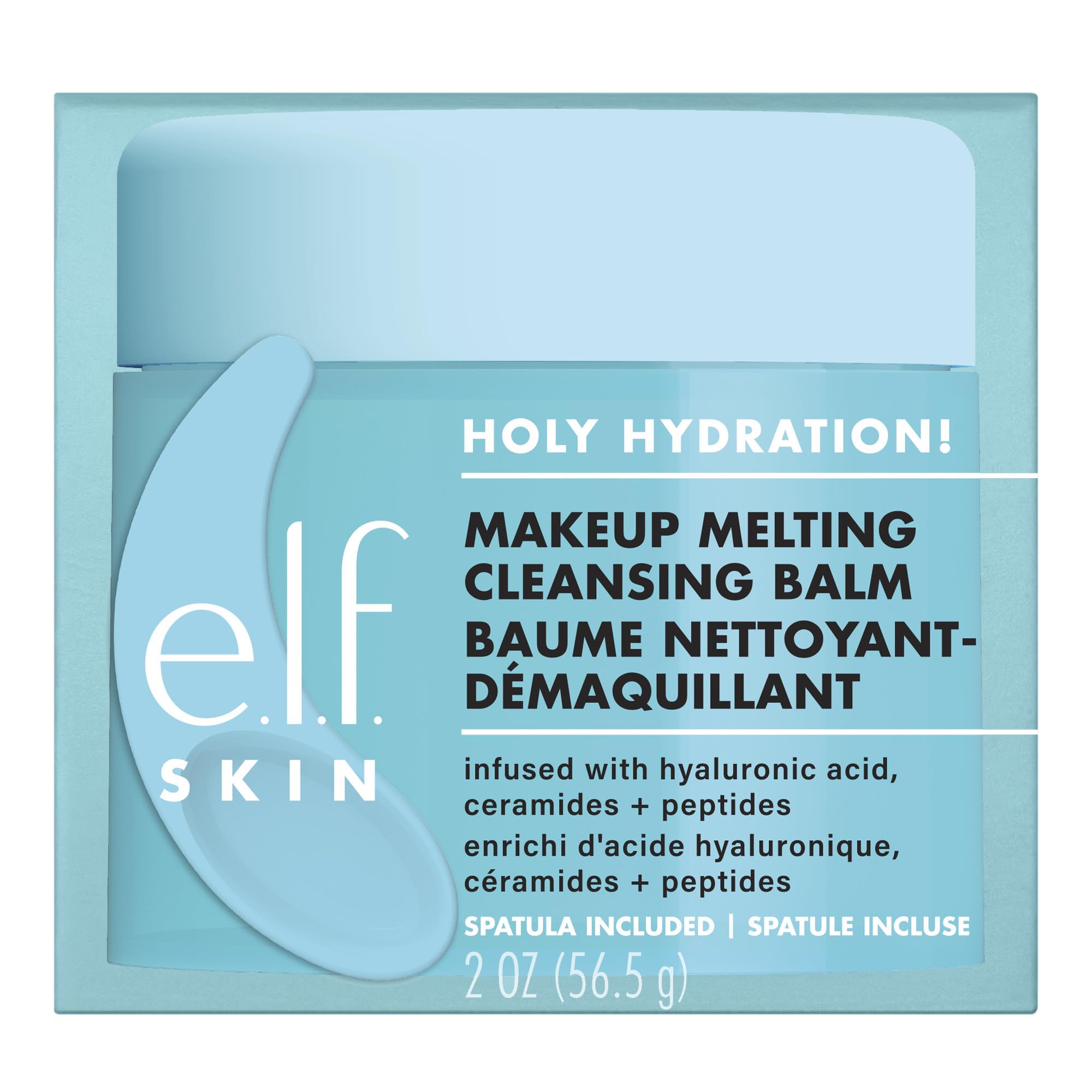 e.l.f. SKIN Holy Hydration! Makeup Melting Cleansing Balm, Facial Cleanser & Makeup Remover, Enriched with Hyaluronic Acid, Vegan & Cruelty Free, 56.5 g
