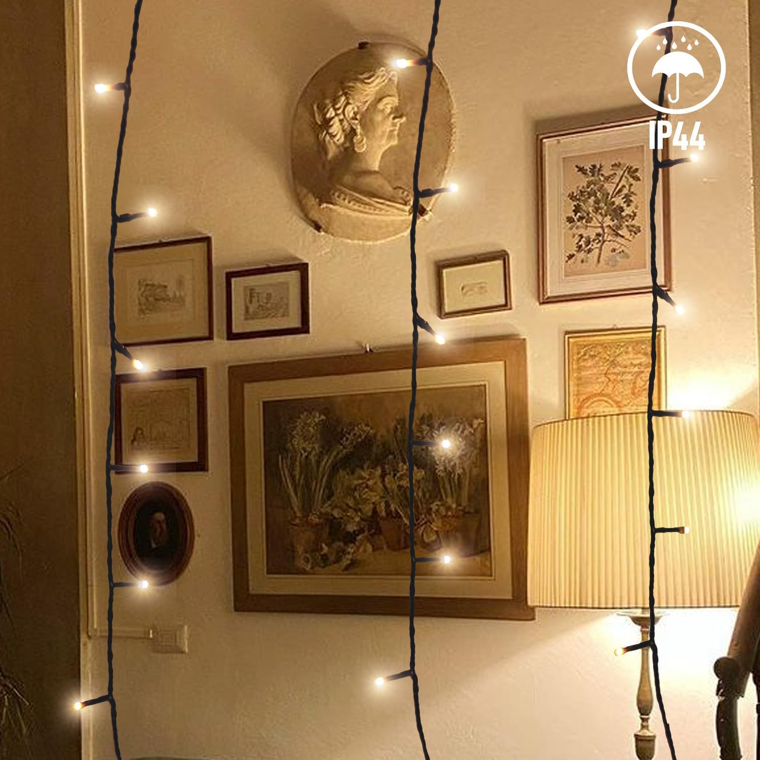 Gresonic Catena luminosa a LED da 100/200/300/400, alimentata a corrente elettrica con spina, per interni ed esterni, per matrimoni, Natale, feste, bianco caldo (cavo verde, 600 LED)