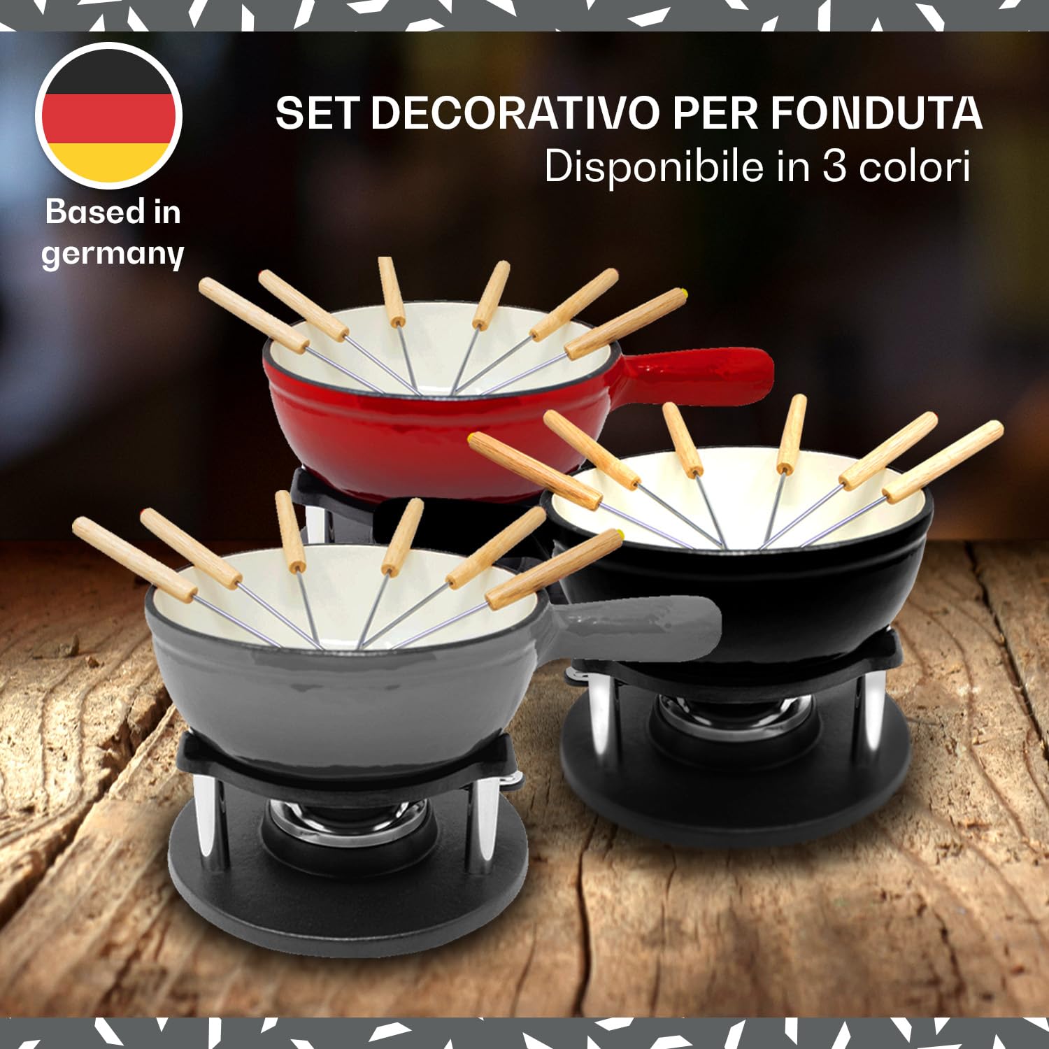 Set Fonduta Formaggio, Set Fonduta Cioccolato Professionale con Bruciatore, Set Fonduta Bourguignonne Elettrica con 6 Forchettoni da Fondue, Set Bourguignonne 1.5L
