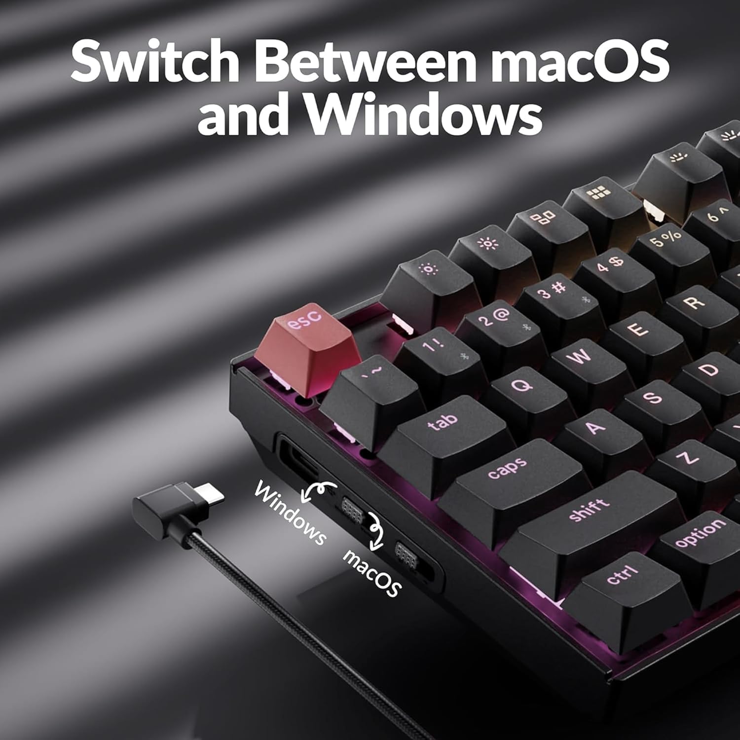 Keychron K8 Version 2 TKL Custom Wireless Mechanical Keyboard, QMK Programmable Bluetooth 5.2/Wired, RGB Backlit with Shine-Through PBT Keycaps, Super Red Switch for Mac Windows Linux