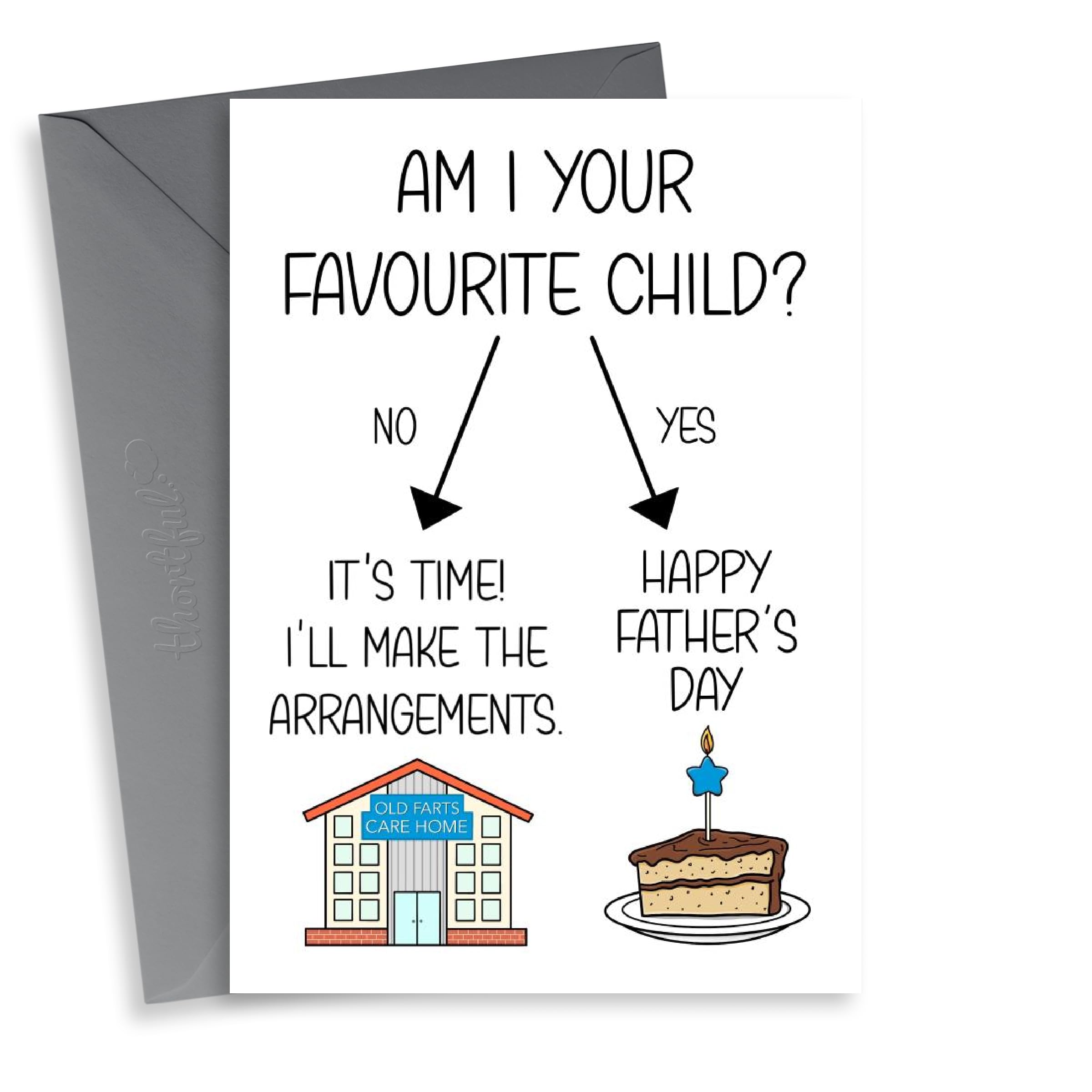 Funny Father's Day Card - Favourite Child - Care Home vs Cake