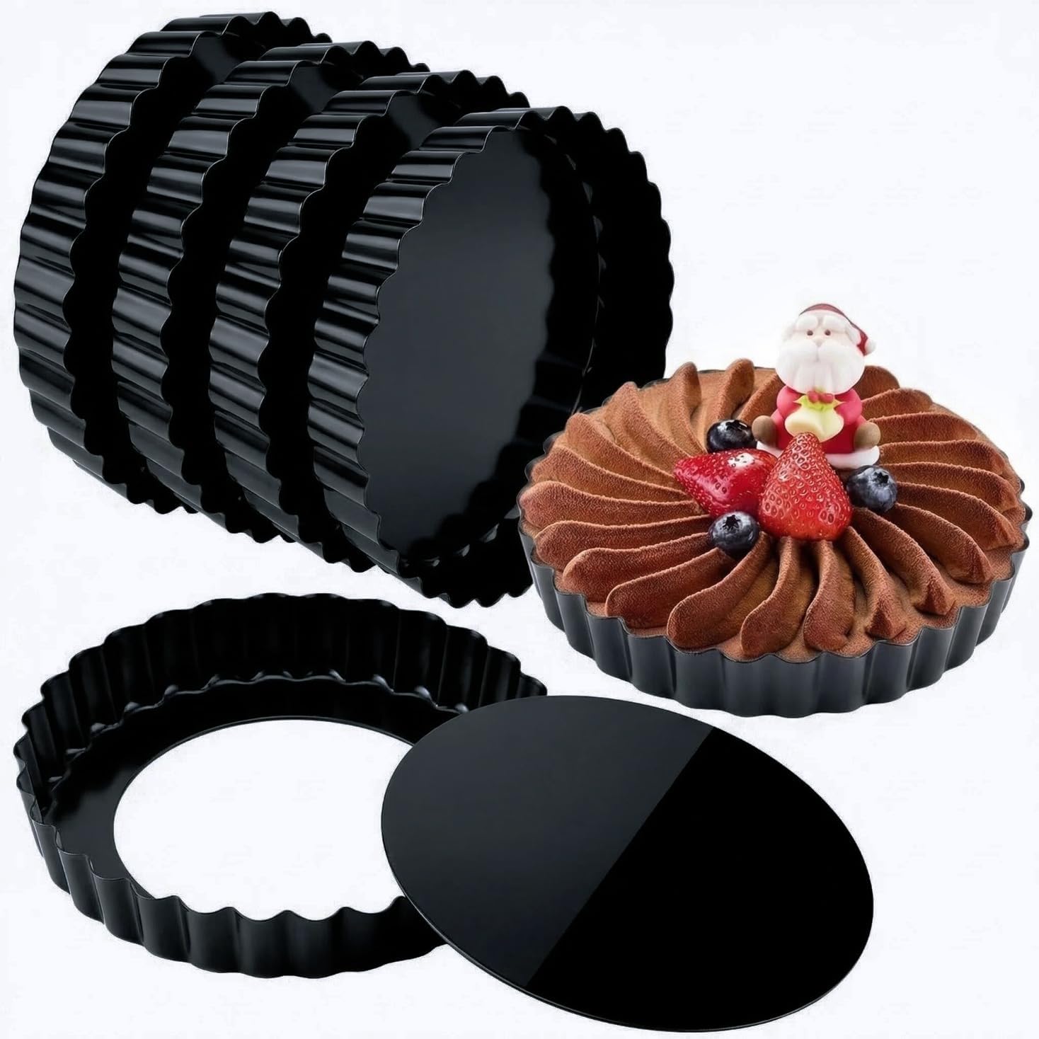 6 Pack 5in Mini Tart Pans with Removable Bottom for Baking