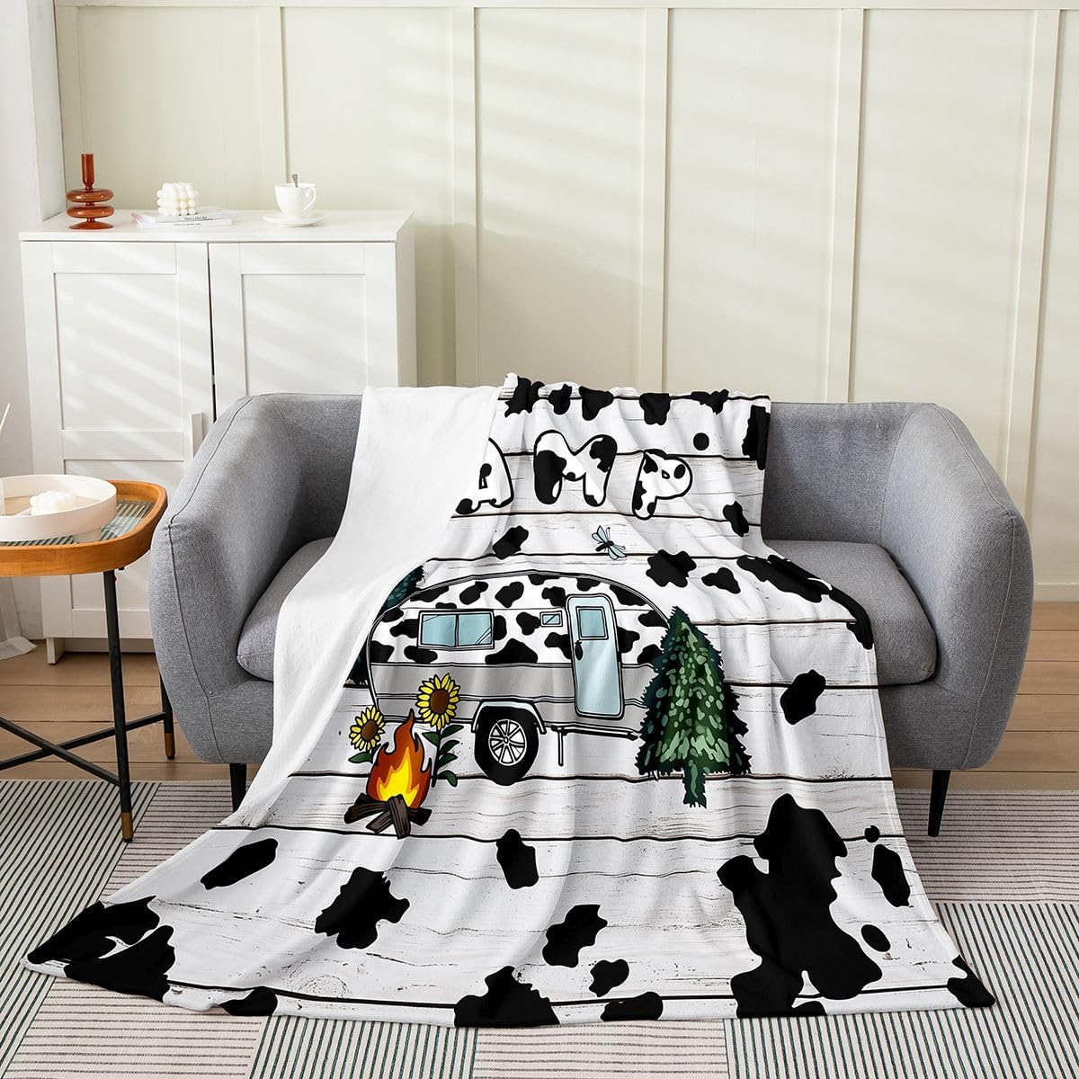 Erosebridal Highland Cows Rustic Leopard Print Blue Girls Flannel Blanket Twin 60x80 Inch | Butterfly Floral Fleece Blanket Wildlife Animal Bull Cattle Luxury Soft Fuzzy Plush Throw