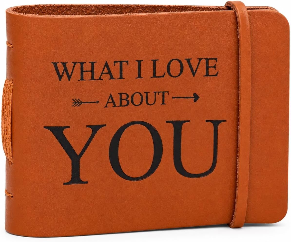 What I Love About You Leather Book, 50 Reasons Why I Love You, Fill-In-The-Blank Journal for Boyfriend, Men, Husband, Wife, Her, Him - Couples Gifts for Anniversary, Valentines Day, Christmas & More