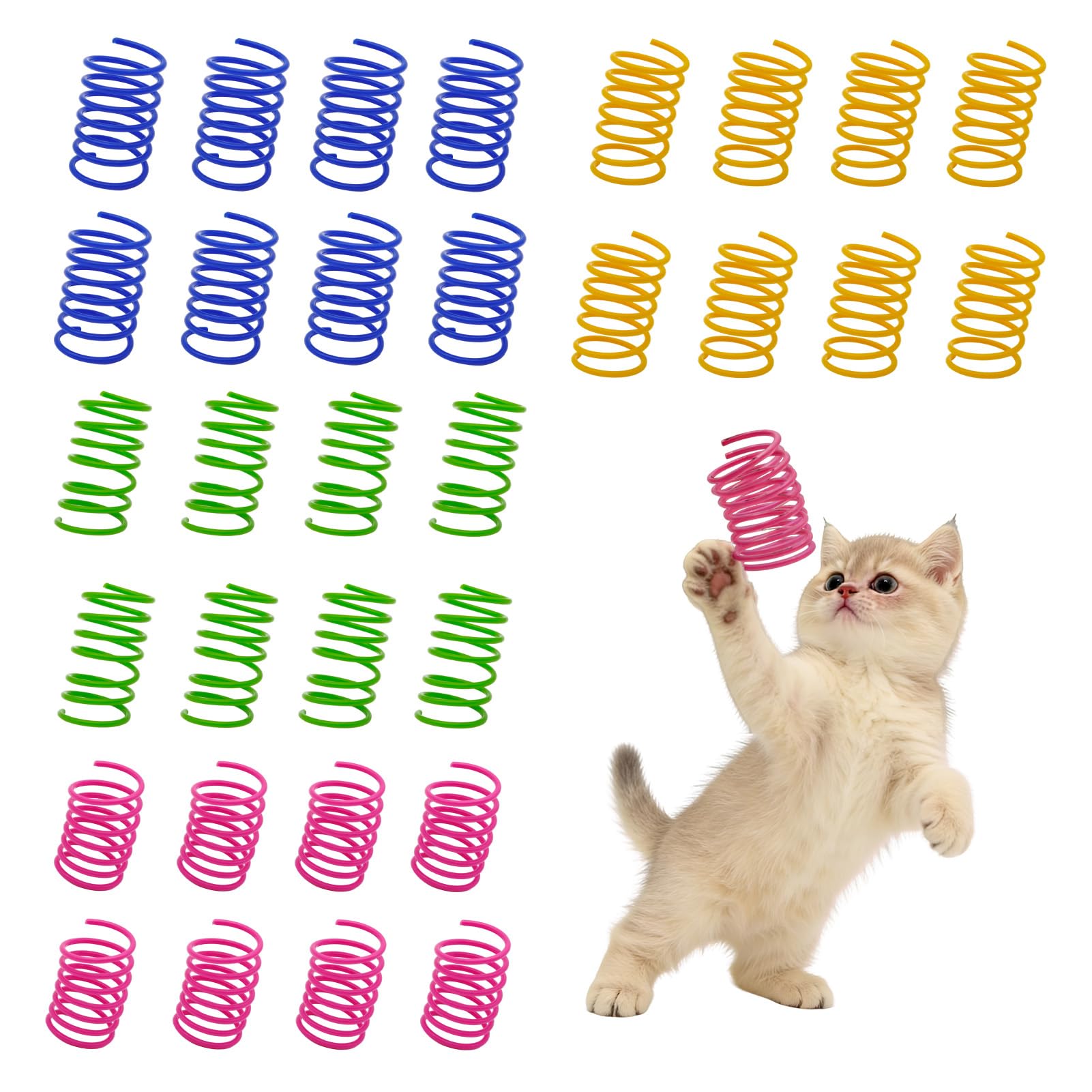 TaimeiMao 32 Stück Cat Spring Spielzeug,Kunststoff Spiralfedern,Spirale Katzen Spielzeug,Neuheit Haustiere Bunte Spiralfedern,Spring Spirale für Katze