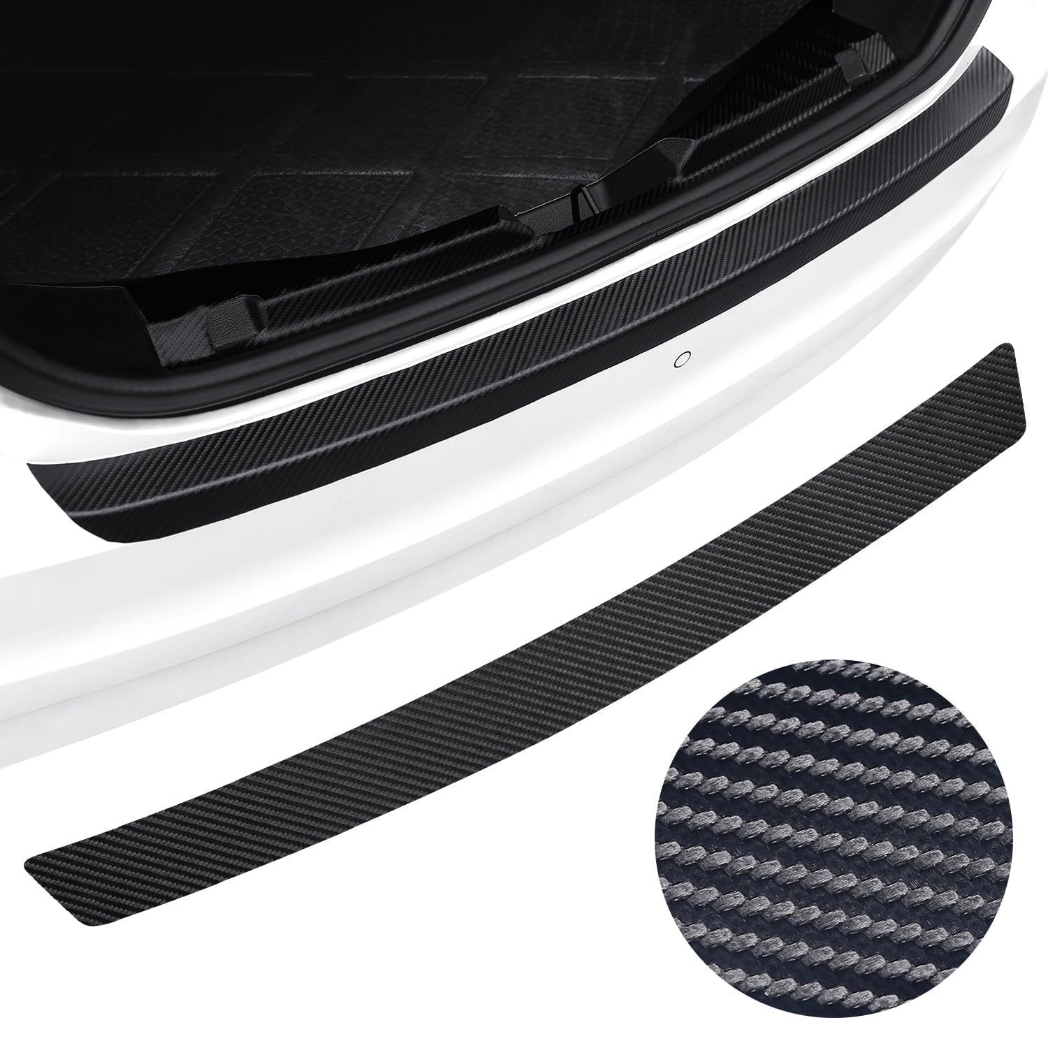 FCFCFC Car Rear Bumper Guard for MG Astor Sharp Petrol 2022-2025, Boot Sill Protector Loading Edge Scuff Plate Anti-Scratch Carbon Fiber Leather Strip Accessory
