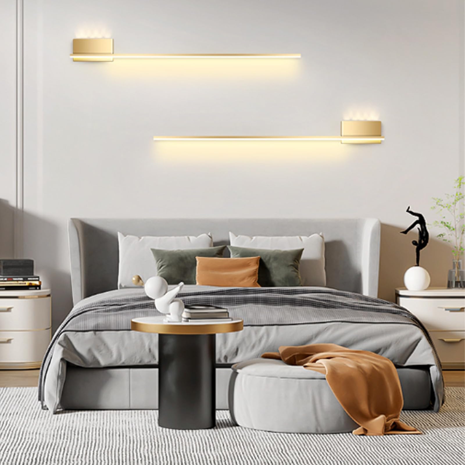 Lámpara de pared moderna para pasillos modernos con luz neutra dorada 7
