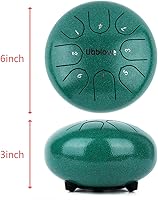 Vista 4 de Tambor de lengua de acero para niños: 8 notas de 6 pulgadas clave de C Metal Steel Drums Instrumento con bolsa para meditación, yoga, educación Verde